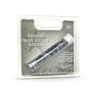 Edible glitter shapes STARS dark silver