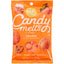 A package of Wilton brand orange-colored candy melts. The packaging shows images of the candy melts being used for various candy creations.