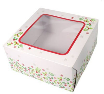 Christmas holly cake box 8 inch square