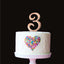 Rose Gold metal numeral 3 cake topper pick