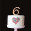 Rose Gold metal numeral 6 cake topper pick