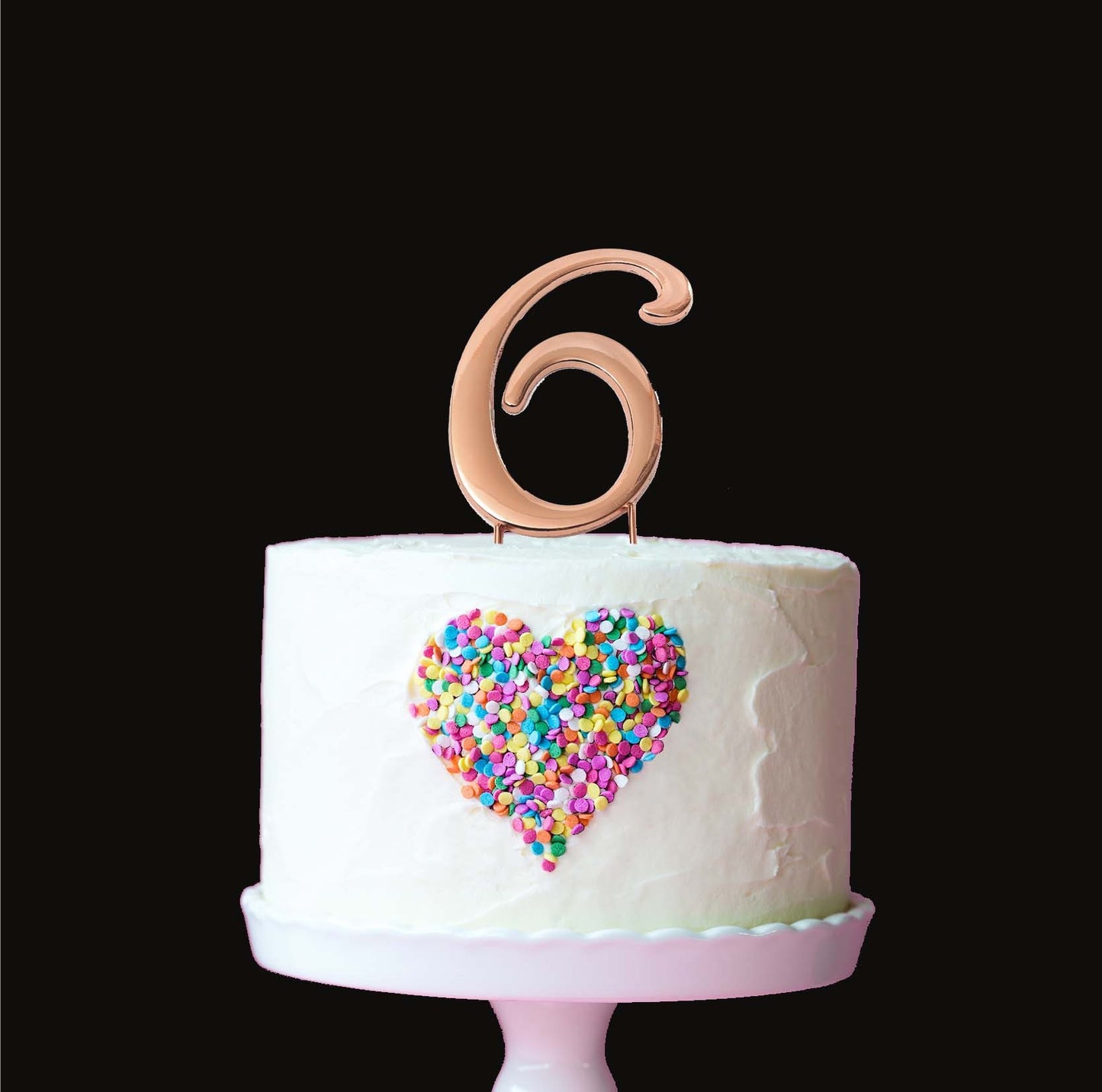 Rose Gold metal numeral 6 cake topper pick