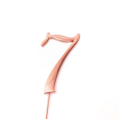 Rose Gold metal numeral 7 cake topper pick