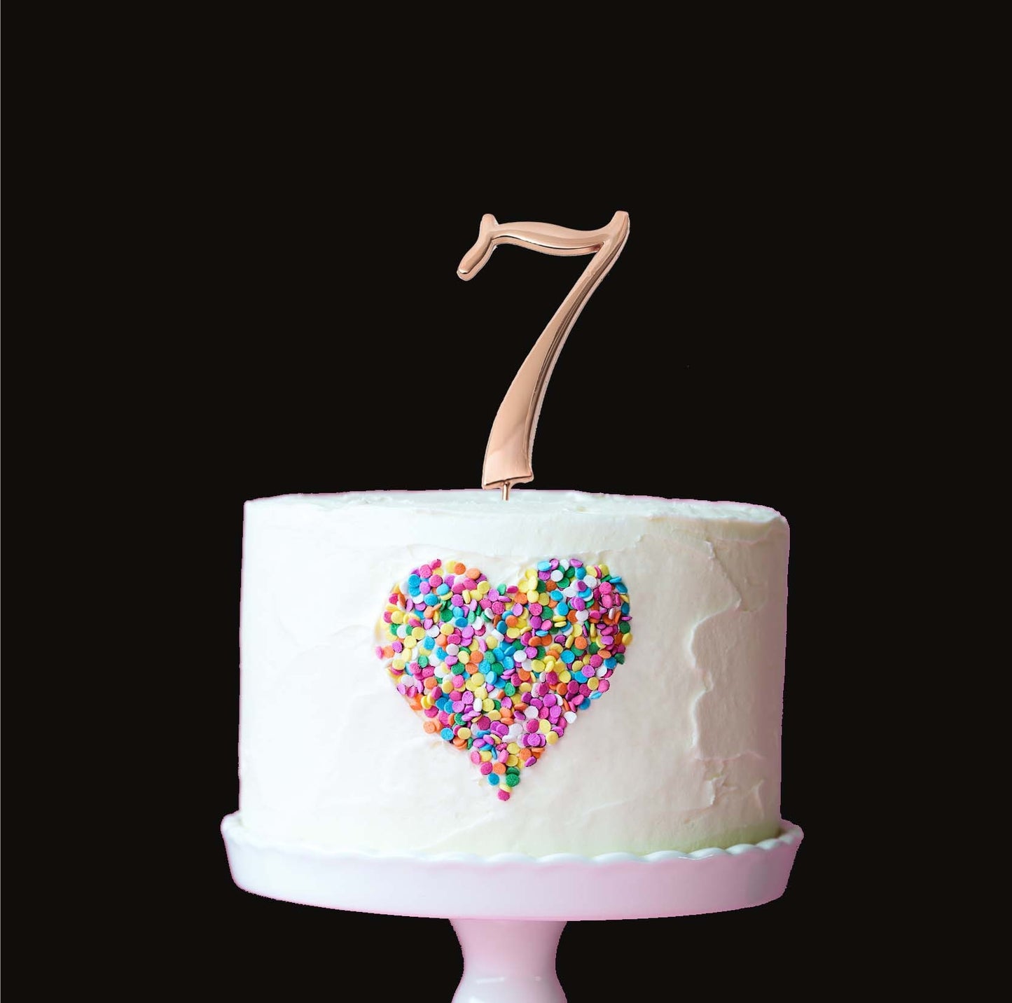 Rose Gold metal numeral 7 cake topper pick