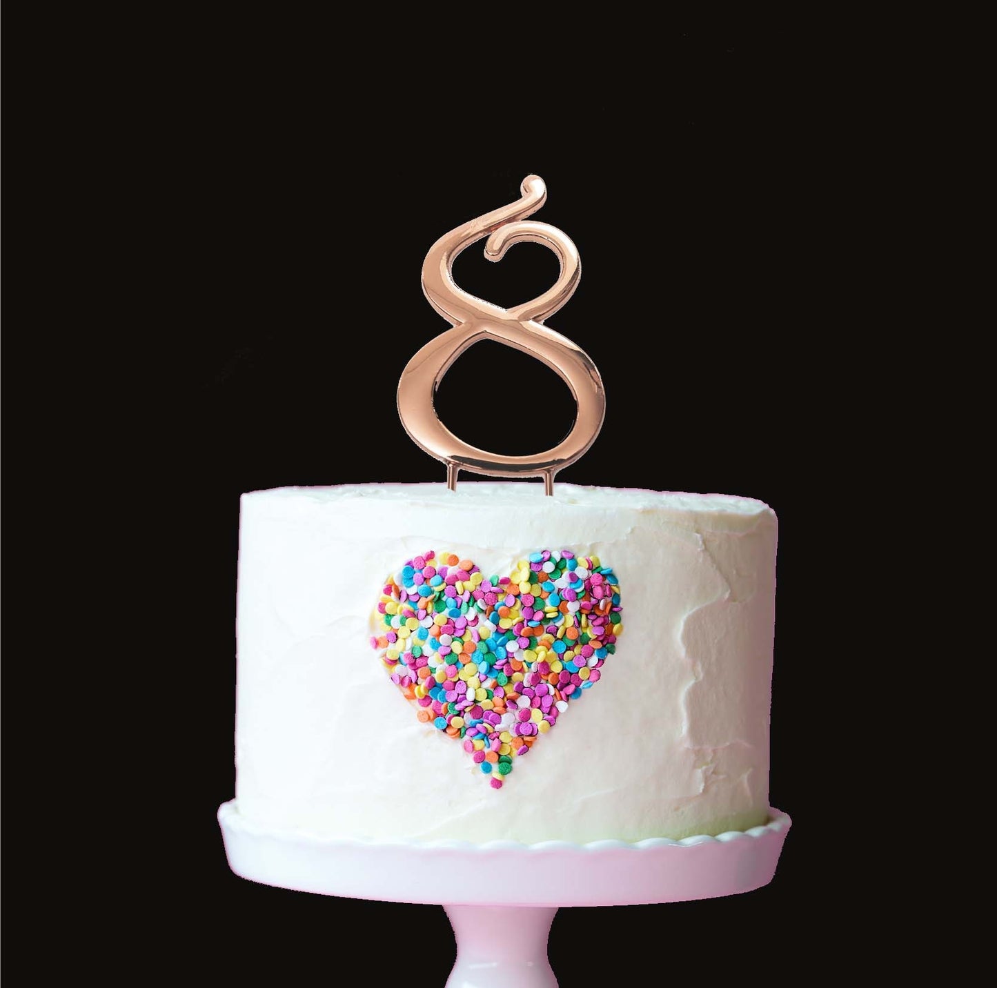 Rose Gold metal numeral 8 cake topper pick