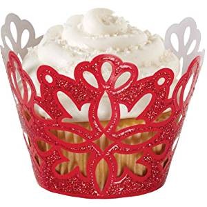 Red glitter lacey cupcake wrappers