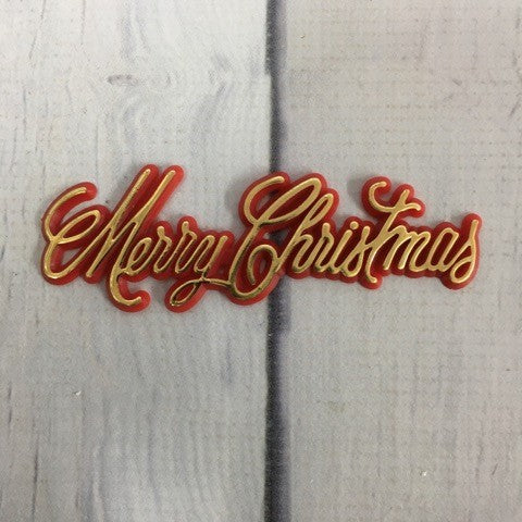 Merry Christmas Red and gold script plaque topper