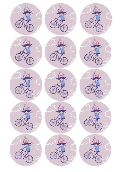 Design Sheet edible image Flying bicycle man