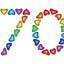 Design Sheet edible images 70th Birthday No 70 Rainbow Hearts