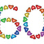 Design Sheet edible images 60th Birthday No 60 Rainbow Hearts