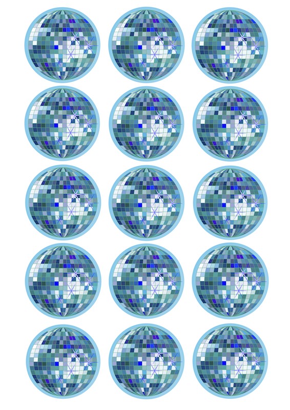 Design Sheet edible image Disco mirror balls