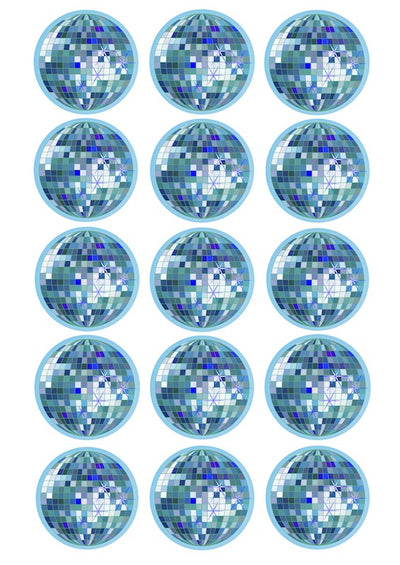 Design Sheet edible image Disco mirror balls