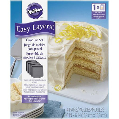 Easy Layers SQUARE 6 inch Cake Pan Set 4 (great for rainbow cakes)