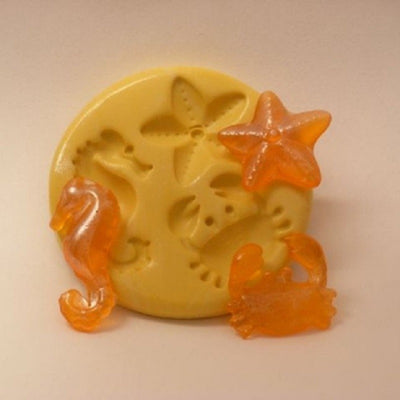 Sea life small silicone mould for isomalt by Simi Cakes Seahorse crab starfish