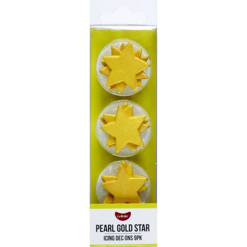GoBake Sugar icing decorations Stars Pearl Gold
