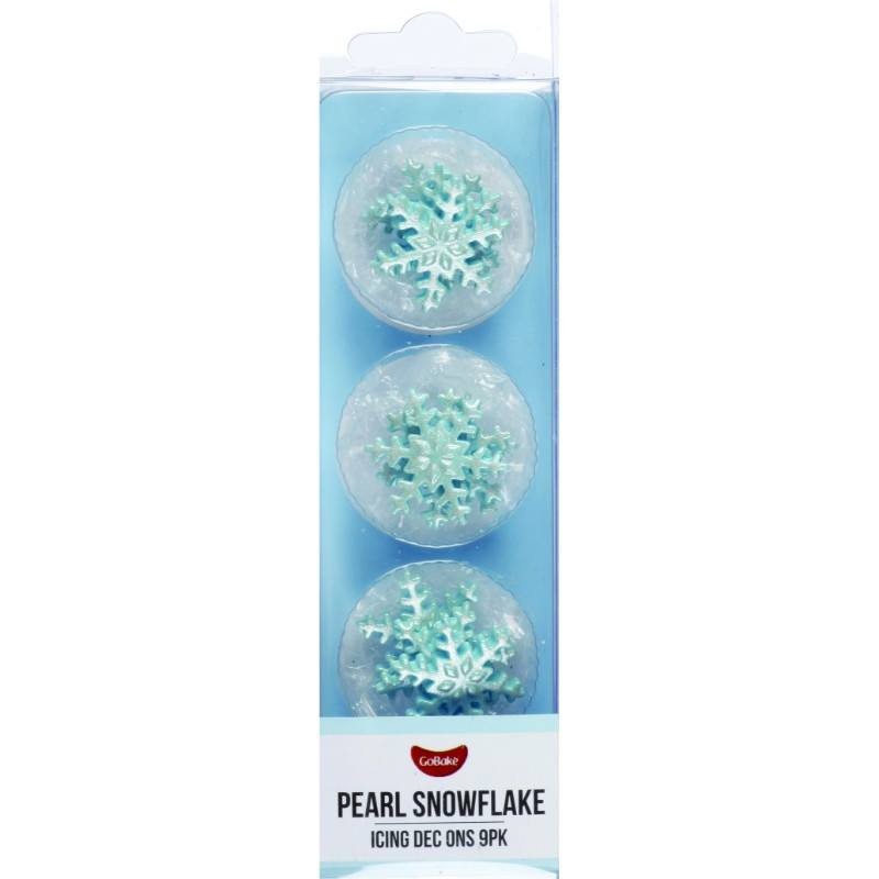Pearlised blue shimmer icing snowflakes decorations