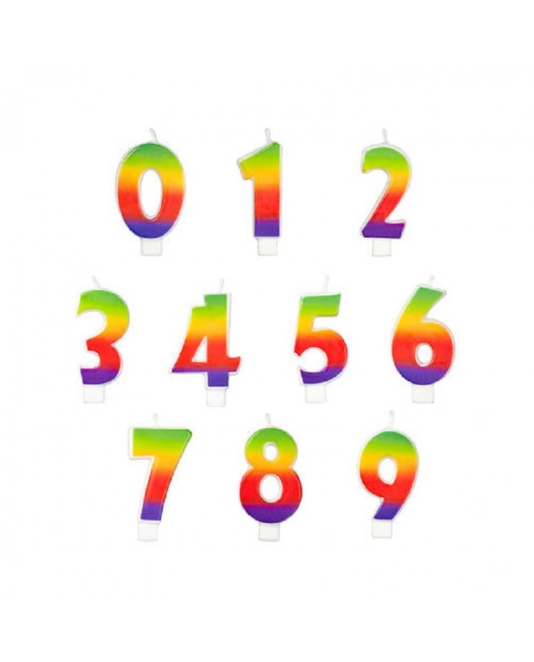 Rainbow numeral candle Number 2