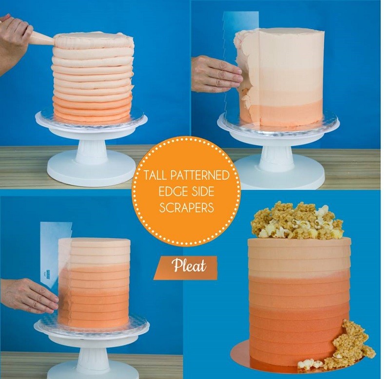 PME XL Side texture scraper comb for buttercream icing Pleat - Kiwicakes