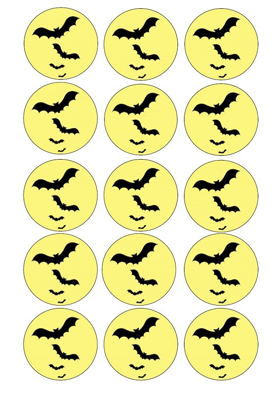 Design Sheet edible image Bats on yellow background