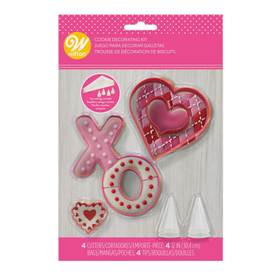 Valentine Cookie decorating kit cutters bags and tips