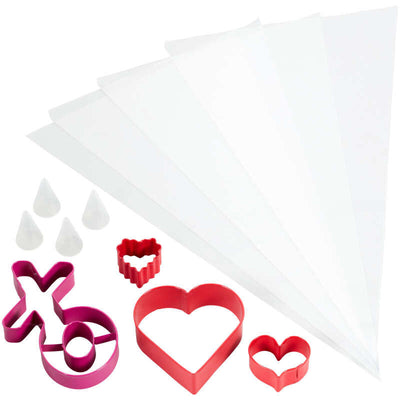 Valentine Cookie decorating kit cutters bags and tips