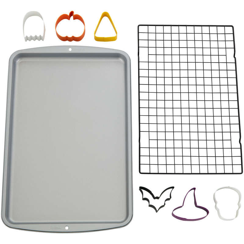 Cookie Cutter Display Rack Halloween Baking set cookie cutters baking tray and cooling rack ...