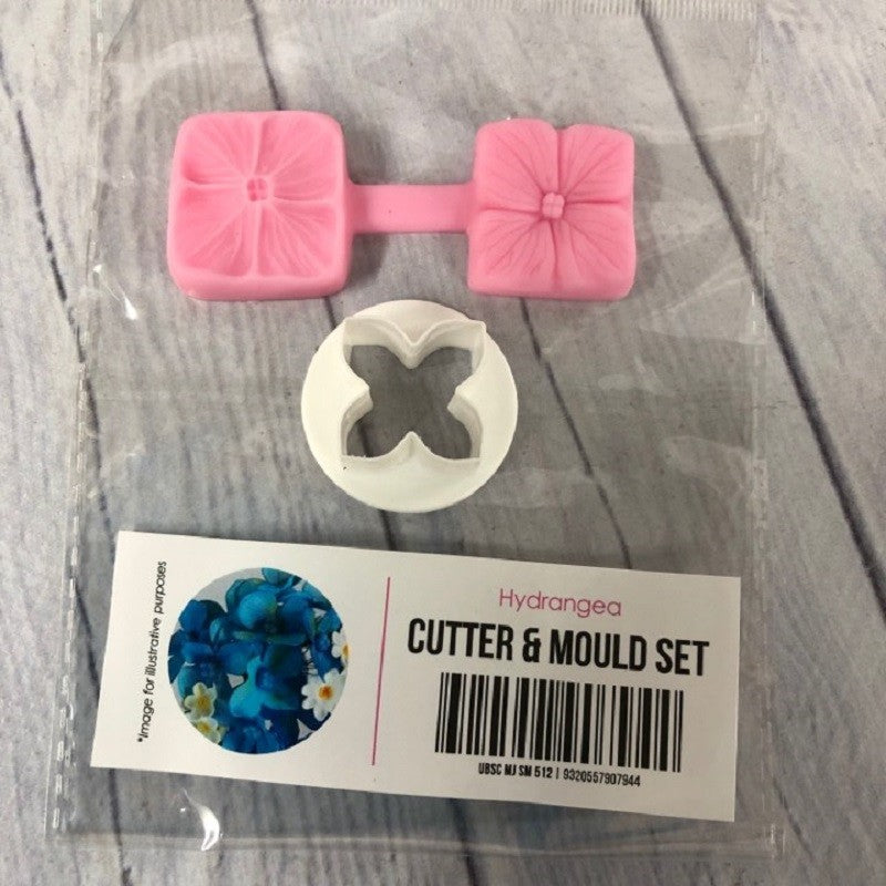 Hydrangea cutter and veiner silicone mould set