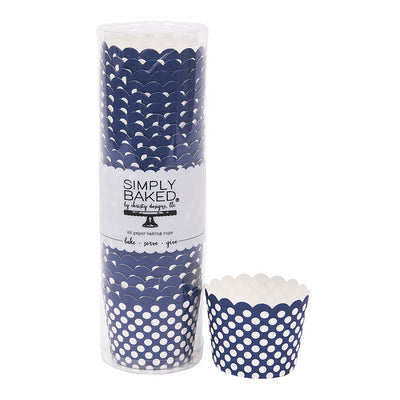 Navy Blue Polka Dots straight sided cupcake papers baking cups