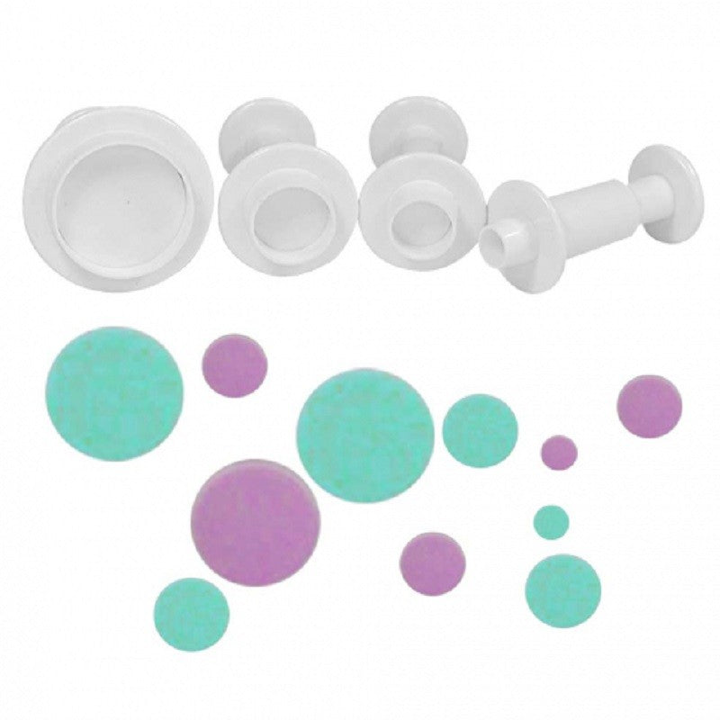 Set 4 round circle plunger cutters - Kiwicakes
