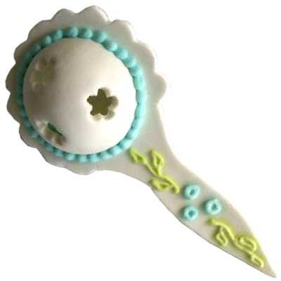 Baby blue 3d sugar icing rattle