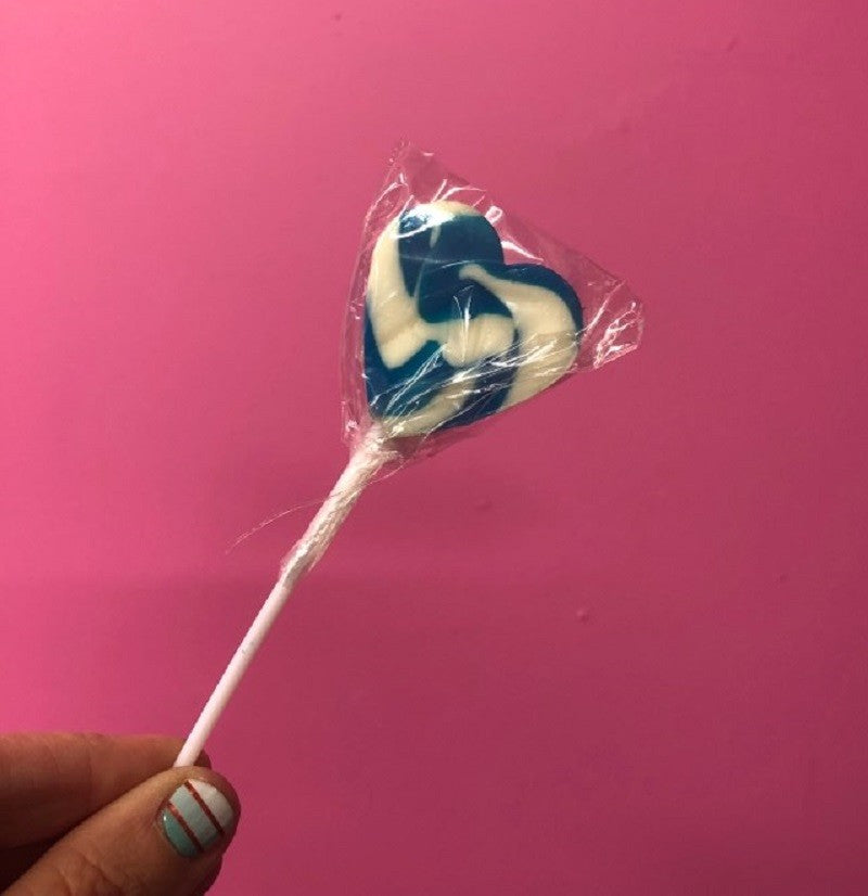 Heart Blue and White Swirly lollipop (great for drip cakes)