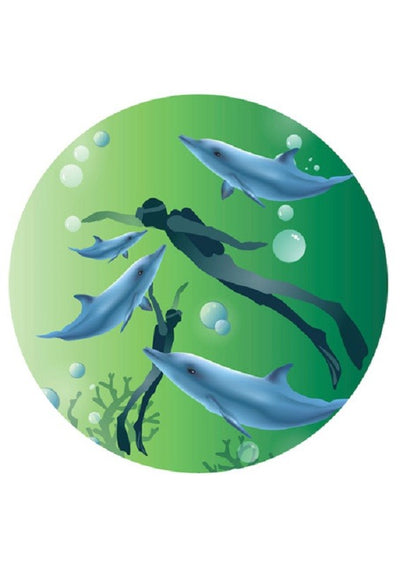 Edible icing image Diver and dolphins