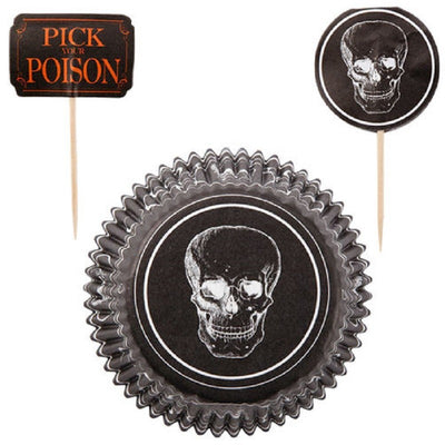 Halloween cupcake combo papers and picks Pick your poison SKULLS