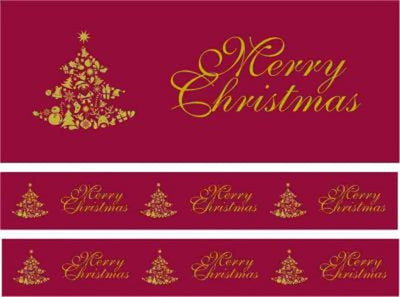 Christmas cake Frill Burgundy Red Merry Christmas 82mm wide