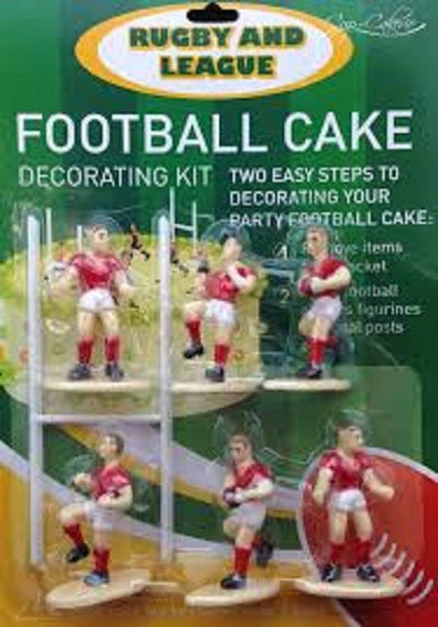 Rugby or league cake topper set Red Jerseys