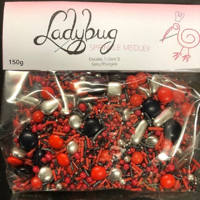 Sprinkle Medley Ladybug or ladybird (black red silver) 150g