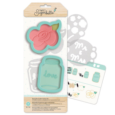 Sweet Sugarbelle Country Rose and Mason Jar cookie cutter set 2 cutters