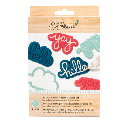 Sweet Sugarbelle Cookie cutter and stamp set Hello and YAY