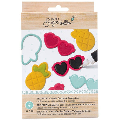 Sweet Sugarbelle Cookie cutter and stamp set Tropical sunglasses and pineapple