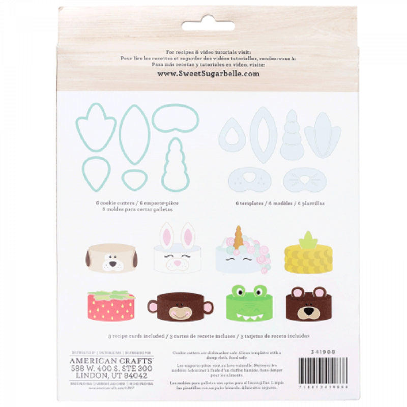 Sweet Sugarbelle cake topper cookie cutter set for unicorn and fun animals