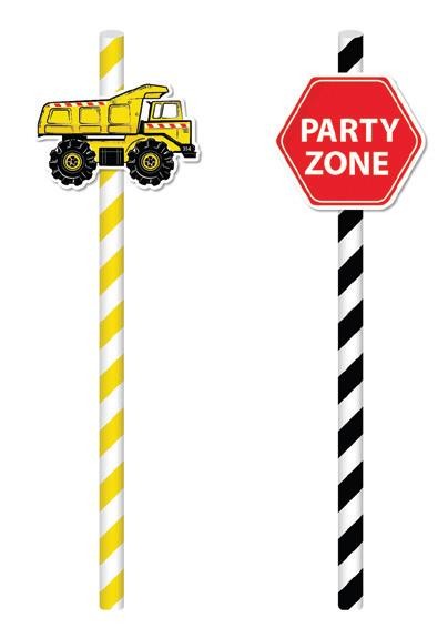 Construction vehicle party paper straws (20)