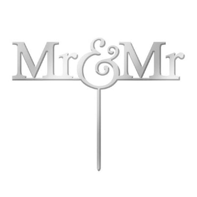 Silver mirror Acrylic topper Mr and Mr