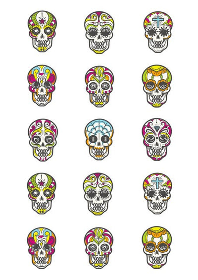 Design Sheet edible image Day of the dead skulls