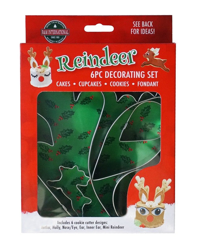 Reindeer antler and face cookie cutter cake decorating set