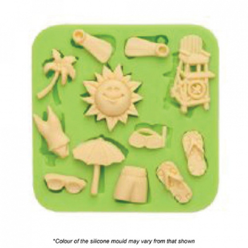 Beach theme silicone mould jandals sun palm tree and more