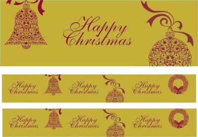 Christmas cake Frill Gold Happy Christmas 82mm wide