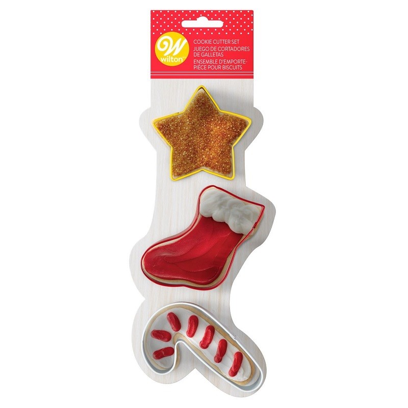 Christmas set of 3 cookie cutters Star stocking candy cane