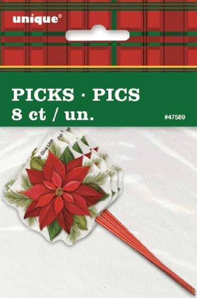 Poinsettia flower Christmas cupcake picks