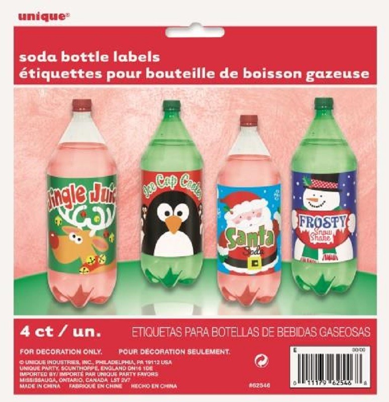 Christmas Soft drink soda bottle labels