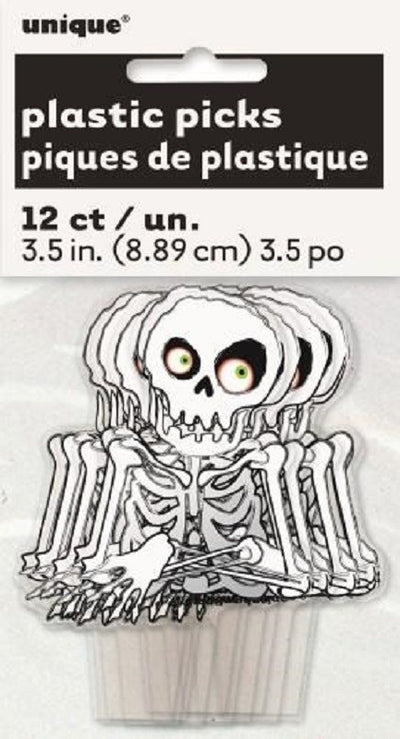 Skeleton cupcake picks pack of 12